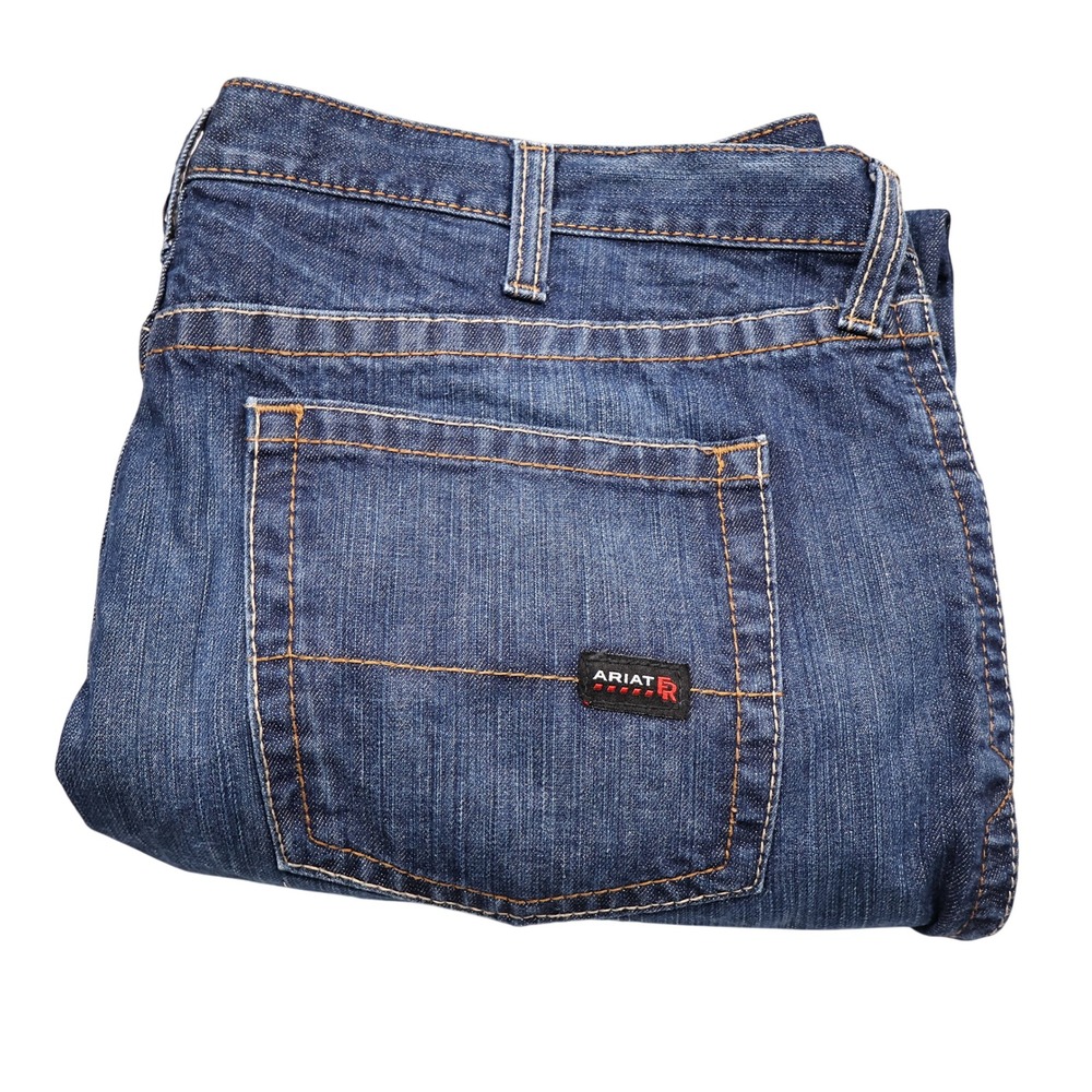 ARIAT Men's 44x34 Dark Wash FR M4 Relaxed Basic Bootcut CAT 2 Denim Work Jeans
